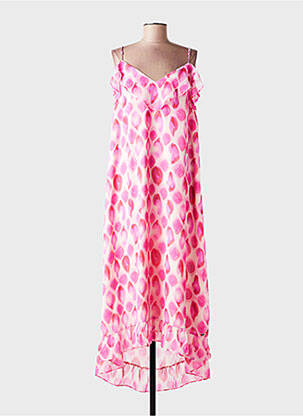 Robe longue imprimé fantaisie fines bretelles rose LPB femme