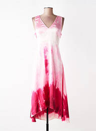 Robe mi-longue imprimé fantaisie sans manche rose LPB femme