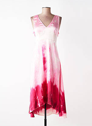Robe mi-longue imprimé fantaisie sans manche rose LPB femme