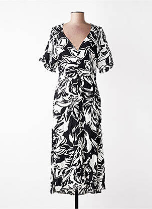 Robe longue imprimé fantaisie manches courtes noir LPB femme
