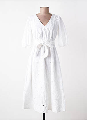 Robe mi-longue manches courtes manches courtes blanc ESPRIT femme
