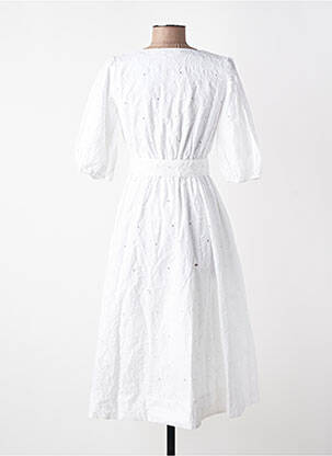 Robe mi-longue manches courtes manches courtes blanc ESPRIT femme