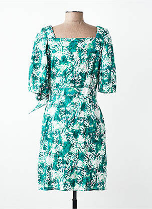 Robe mi-longue imprimé fantaisie manches courtes vert SUNCOO femme