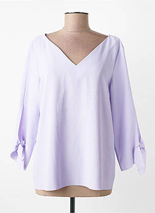 Blouse tissage popeline manches longues violet ESPRIT femme