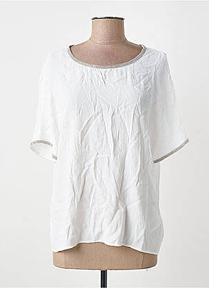 Top tissage crêpe manches courtes blanc KOCCA femme