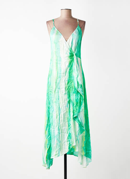 Robe longue imprimé fantaisie fines bretelles vert SUNCOO femme