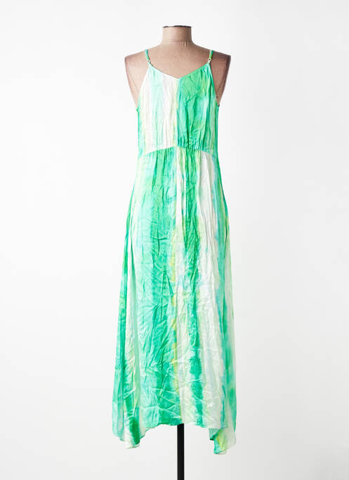 Robe longue imprimé fantaisie fines bretelles vert SUNCOO femme