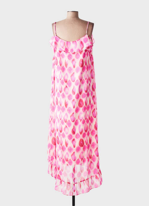Robe longue imprimé fantaisie fines bretelles rose LPB femme