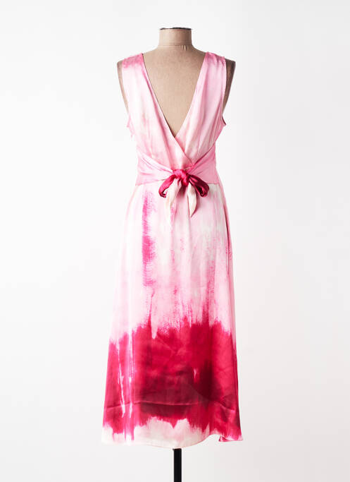 Robe mi-longue imprimé fantaisie sans manche rose LPB femme