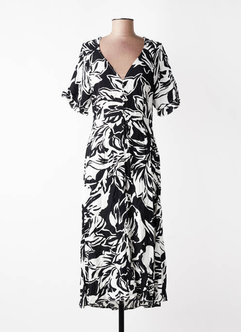 Robe longue imprimé fantaisie manches courtes noir LPB femme