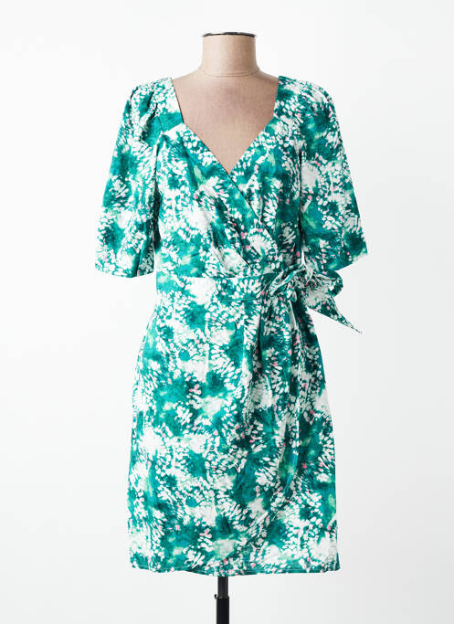 Robe mi-longue imprimé fantaisie manches courtes vert SUNCOO femme