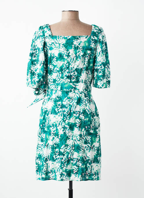 Robe mi-longue imprimé fantaisie manches courtes vert SUNCOO femme