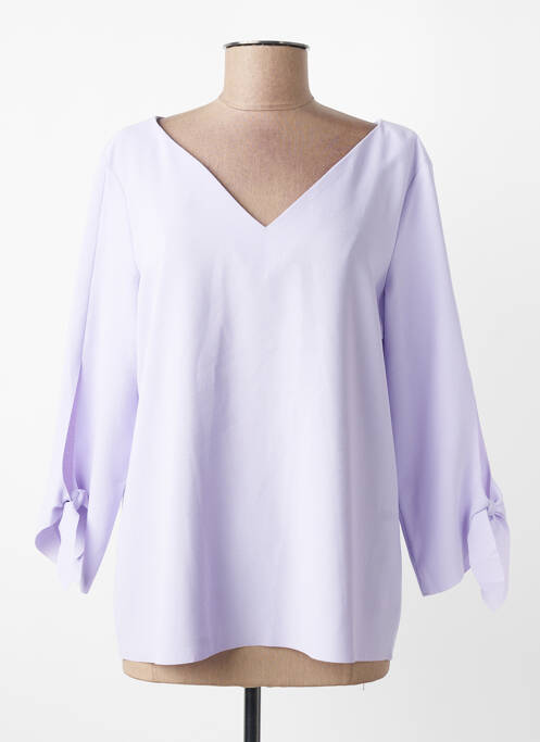 Blouse tissage popeline manches longues violet ESPRIT femme
