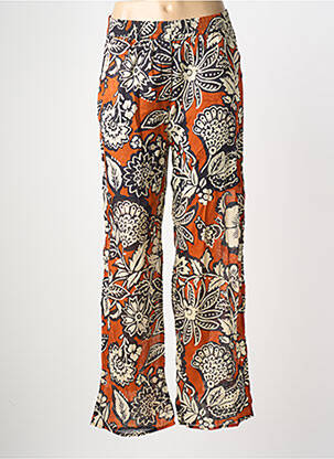 Pantalon droit tissage popeline taille normale marron C'EST BEAU LA VIE femme