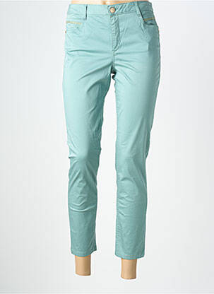 Pantalon 7/8 fermeture zippée sous rabat boutonné bleu LOLA ESPELETA femme
