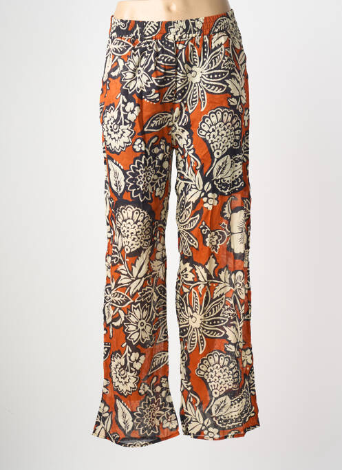 Pantalon droit tissage popeline taille normale marron C'EST BEAU LA VIE femme