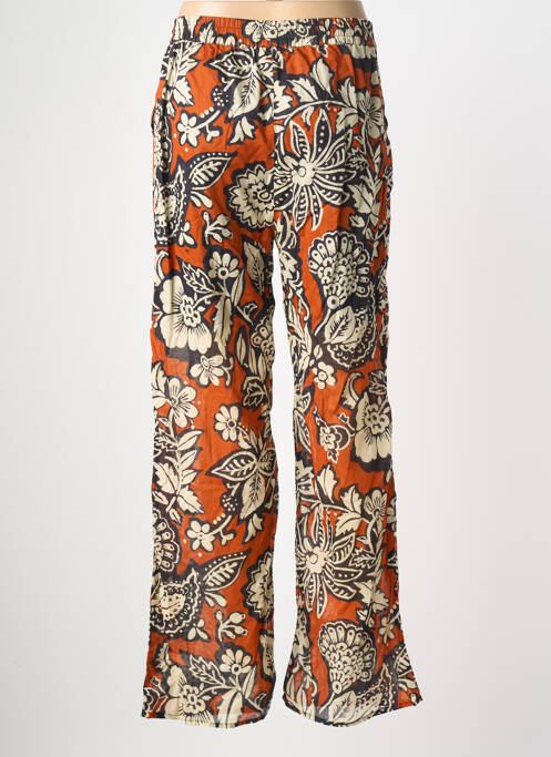 Pantalon droit tissage popeline taille normale marron C'EST BEAU LA VIE femme