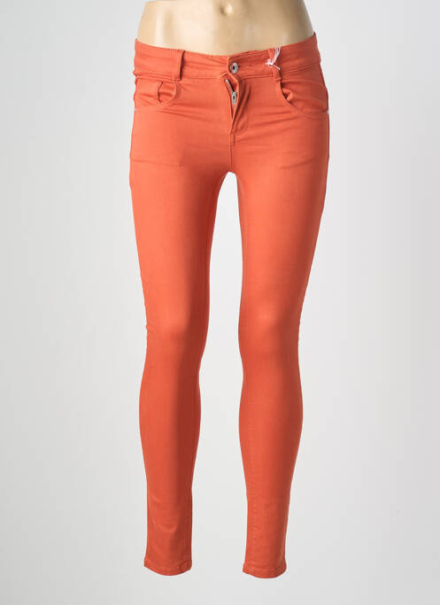 Pantalon 7/8 fermeture zippée sous rabat boutonné orange LPB femme