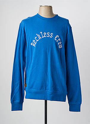 Sweat-shirt broderie manches longues bleu DAYTONA homme