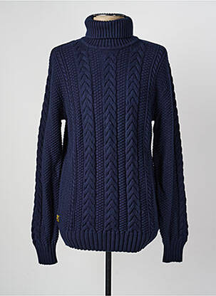 Pull col roulé tissage lainage manches longues bleu DAYTONA homme