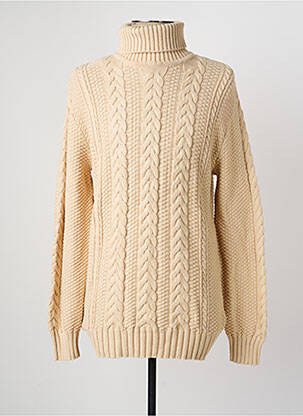 Pull col roulé tissage lainage manches longues beige DAYTONA homme