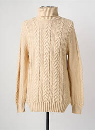 Pull col roulé tissage lainage manches longues beige DAYTONA homme