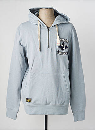 Sweat-shirt à capuche broderie manches longues bleu DAYTONA homme