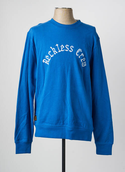 Sweat-shirt broderie manches longues bleu DAYTONA homme