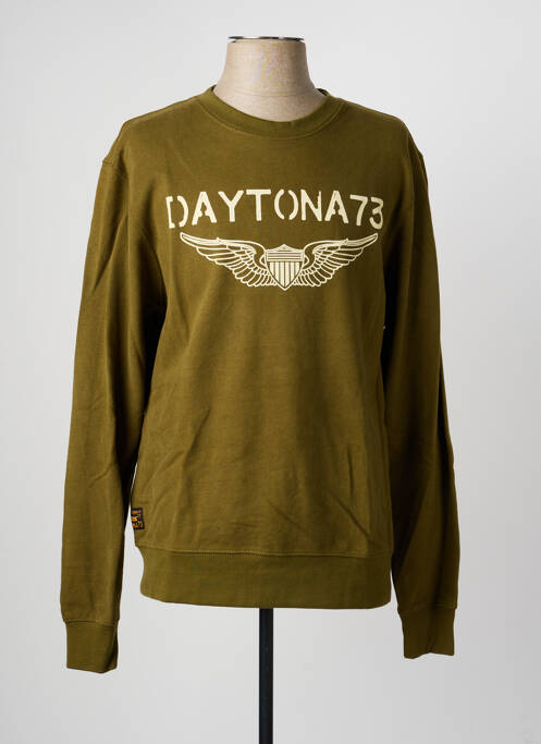 Sweat-shirt tissage jersey manches longues vert DAYTONA homme