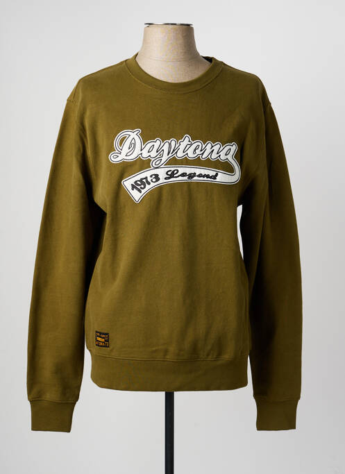 Sweat-shirt broderie manches longues vert DAYTONA homme
