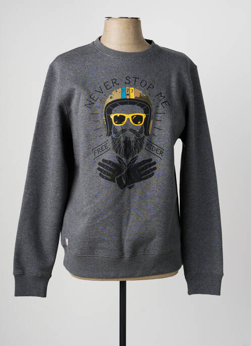 Sweat-shirt manches longues manches longues gris DAYTONA homme