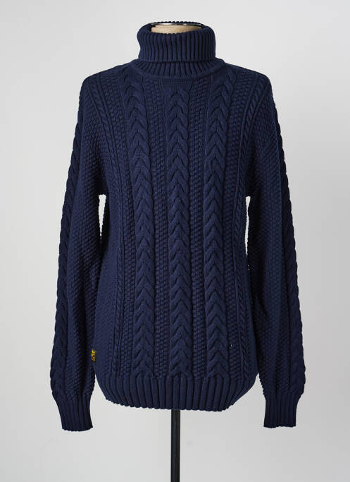 Pull col roulé tissage lainage manches longues bleu DAYTONA homme