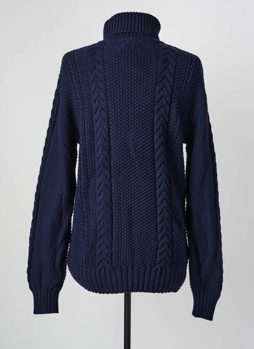 Pull col roulé tissage lainage manches longues bleu DAYTONA homme