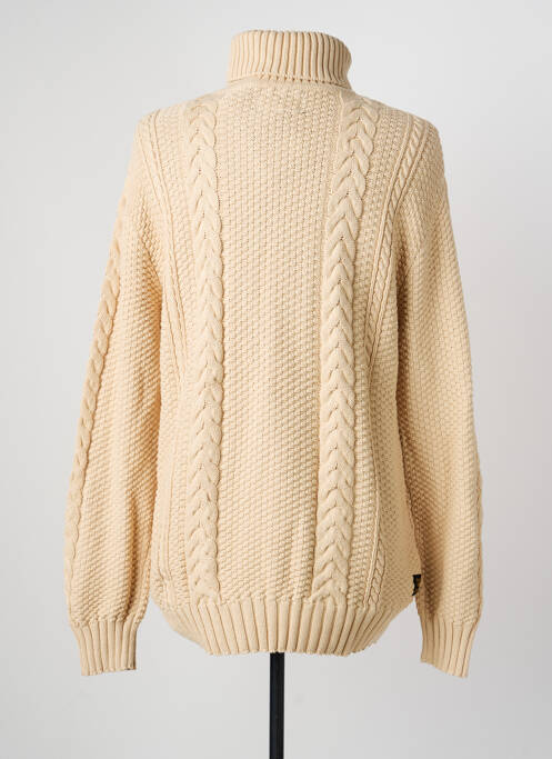 Pull col roulé tissage lainage manches longues beige DAYTONA homme
