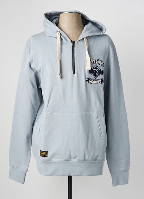 Sweat-shirt à capuche broderie manches longues bleu DAYTONA homme