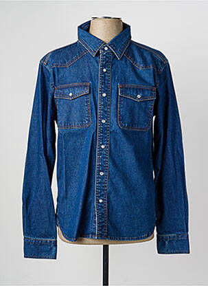 Chemise manches longues poches poitrine bleu DAYTONA homme