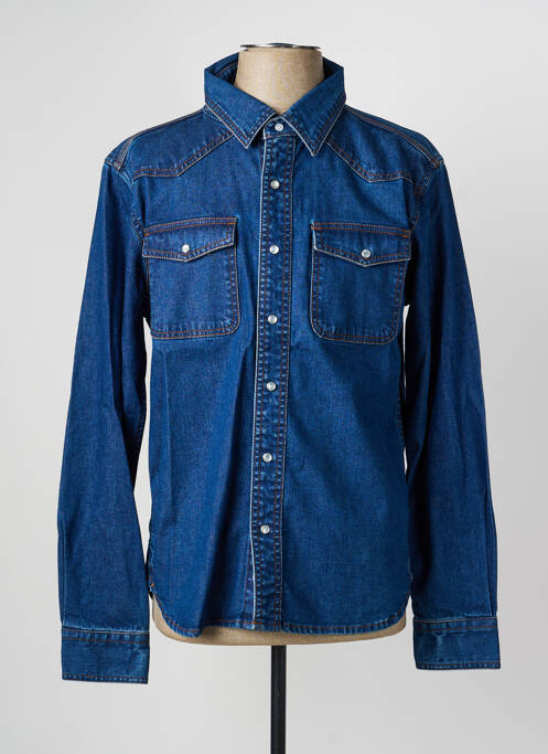 Chemise manches longues poches poitrine bleu DAYTONA homme