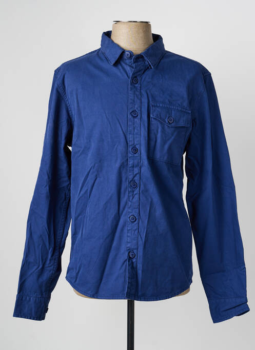 Chemise manches longues poignets boutonnés bleu DAYTONA homme