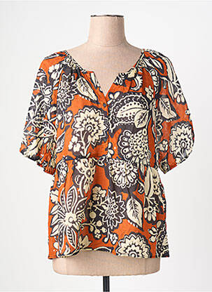 Blouse tissage popeline manches longues orange C'EST BEAU LA VIE femme