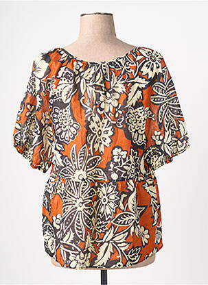 Blouse tissage popeline manches longues orange C'EST BEAU LA VIE femme