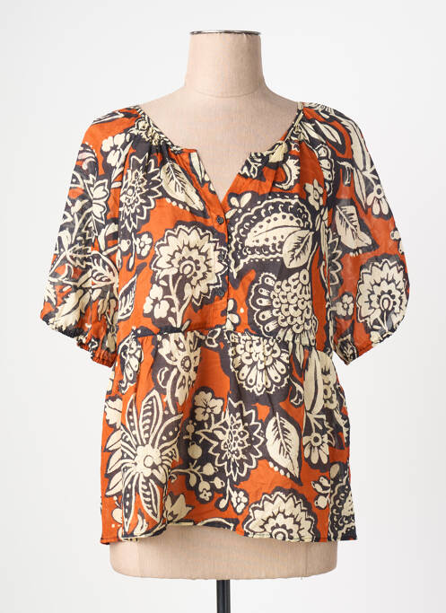 Blouse tissage popeline manches longues orange C'EST BEAU LA VIE femme