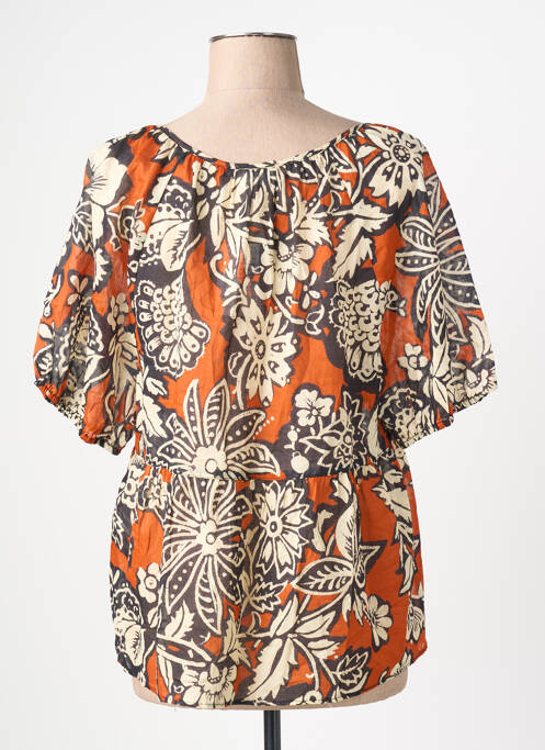 Blouse tissage popeline manches longues orange C'EST BEAU LA VIE femme