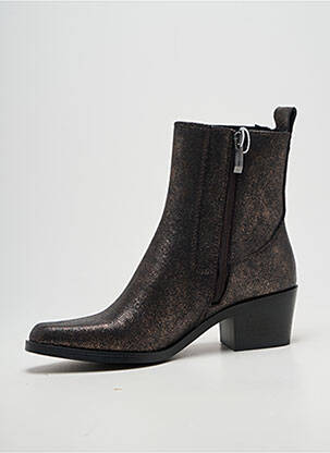 Bottines/boots tissage satiné talon de 4 à 6cm marron TAMARIS femme