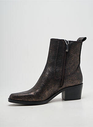 Bottines/boots tissage satiné talon de 4 à 6cm marron TAMARIS femme