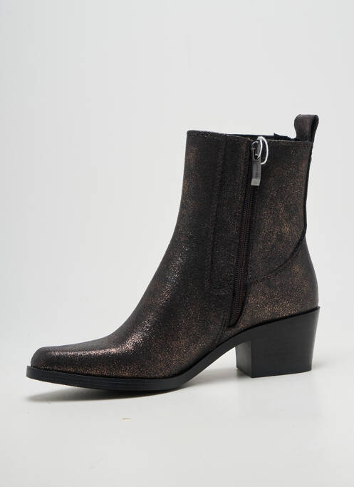 Bottines/boots tissage satiné talon de 4 à 6cm marron TAMARIS femme