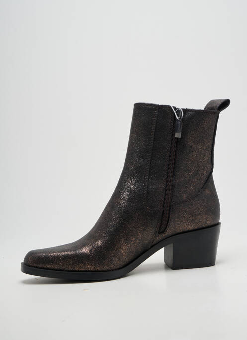 Bottines/boots tissage satiné talon de 4 à 6cm marron TAMARIS femme