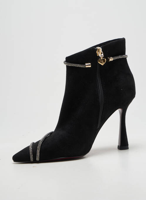 Bottines/boots tissage satiné talon haut de 10cm et plus noir TAMARIS femme