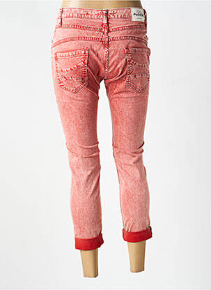 Jeans coupe slim stretch taille basse rouge PLEASE femme