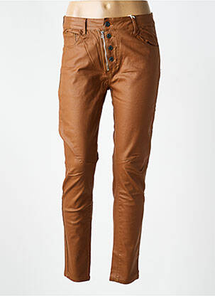 Pantalon slim tissage enduit taille normale marron MELLY & CO femme