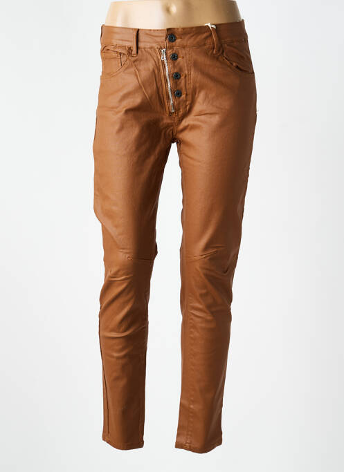 Pantalon slim tissage enduit taille normale marron MELLY & CO femme